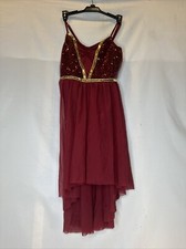 Women Teens Shiny Sequins Hi-low Mesh Tulle  Dance Dress Modern Dancewear S/M