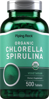 Chlorella Spirulina Organic | 500 Tablets | Vegetarian Pills | Non-Gmo, Gluten F