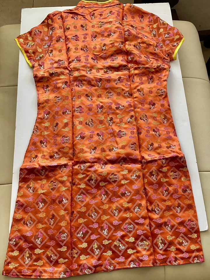 Girl Chinese Traditional QIPAO Costume New Year Short Sleeve Embroidered Dress L - Image 4 of 4