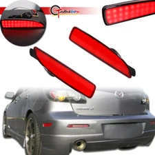 2pc For 2004-2008 Mazda 3 Red Lens Rear Bumper Reflectors Side Marker LED Lights