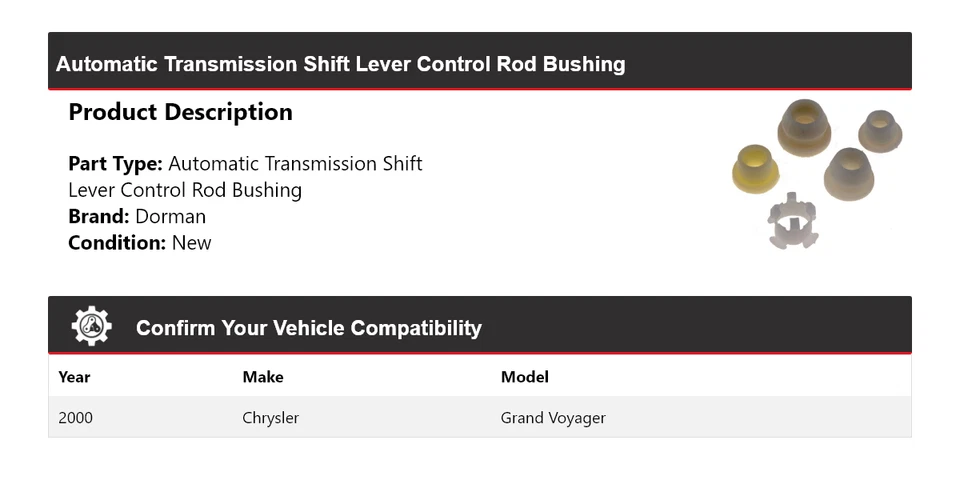 For 2000 Chrysler Grand Voyager Dorman AT Shift Lever Control Rod Bushing - Image 2 of 4