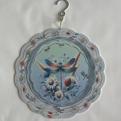 Hanging Wind Spinner  8'' 3D Hummingbird Floral Flowers Handmade