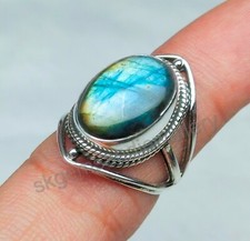 Natural Labradorite Ring 925 Sterling Silver Ring Boho Women Ring Gift For Her