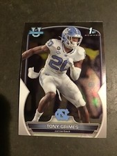 2022 Bowman University Chrome Tony Grimes 1st Bowman North Carolina Tarheels