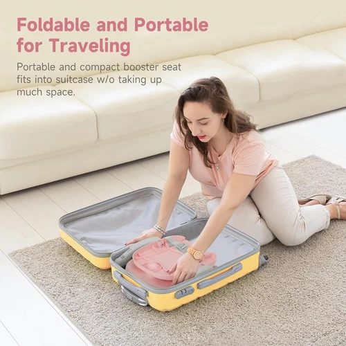 Travel Booster Seat w/ Tray Adjustable Folding High Chair Children Baby Armchair - Picture 41 of 78