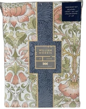William Morris Lodden Coral KING Duvet Cover Set Green Coral NEW in Package