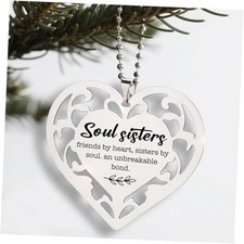 Soul Sisters Ornament, Heart Shaped Stainless Steel Hanging Gift for Best
