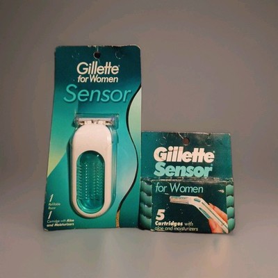 Vintage 90s Gillette Sensor Razor And Razor Blades with Aloe and Moisturizers