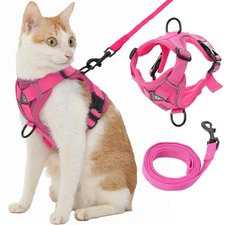 Cat Harness and Leash, Reflective Cat Harness Escape Proof for Walking, Adjus...
