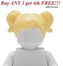 ☀️NEW LEGO Minifig Minifigure Girl Female Women BLONDE Hair Short Pigtails