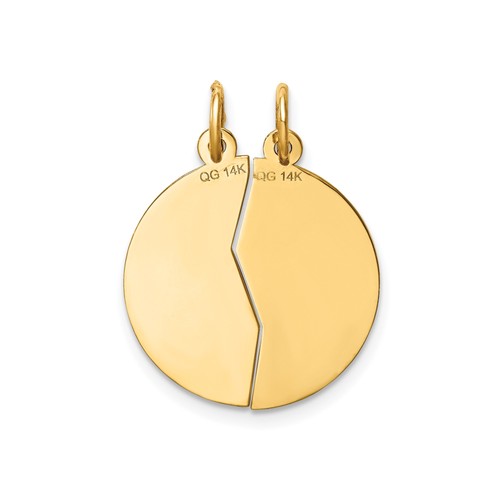 14k Yellow Gold Solid Mizpah Coin Split Pendant Charm Christian 26mm - Picture 4 of 6