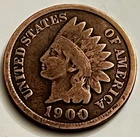 1900 Indian Head Cent Penny Round Number Year Bold Reverse BN1426