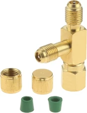 Aupoko Quick Coupler Access Tee, 1/4'' Valves Core Tee Adapter 1/4 inch, Gold 