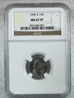 1946 S NGC MS67 FT - TONED Silver Roosevelt Dime - 10c US Coin GEM!  Full Torch