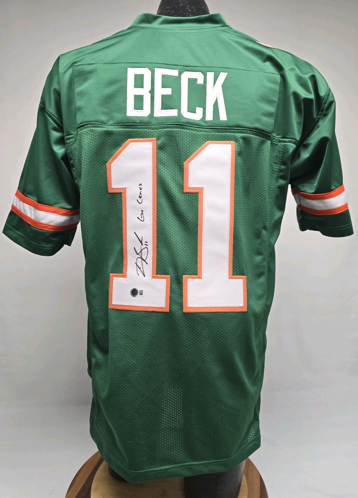 Carson beck Autographed Signed Miami Hurricanes Jersey Beckett 2W954065 Size XL 