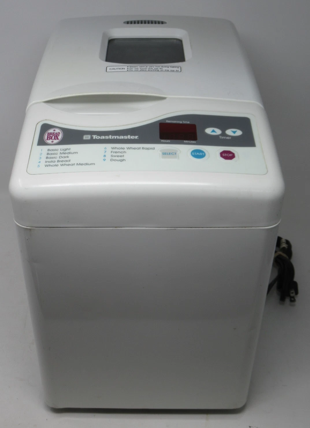 TOASTMASTER BREAD BOX 2 LB. DIGITAL BREAD MAKER WHITE MODEL 1172 BREAD MACHINE