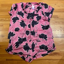 NWT Stars Above Pajama Set Sz 3X Silky Satin Eyemask Pink Black Floral Summery