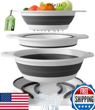 Gevoli 3-Pack Collapsible Colanders 3QT 4QT 5QT White Over-Sink Strainer