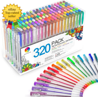 320 Pack Gel Pens Set  160 Colors Gel Pen with 160 Refills for Adult Coloring