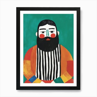 Bearded Man 1 Art Print Framed Wall Framed Wall Art Poster Canvas Print Picture
