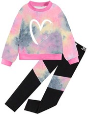 Girls 2 Piece Outfits Girl Clothes Tie Dye Sweatsuits Long Sleeve Pullover Sw...
