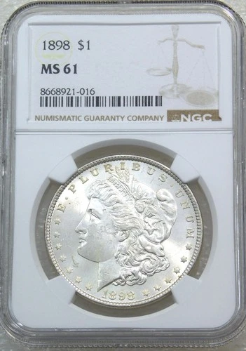 1898 P Morgan Silver Dollar NGC MS61 Frosty Just Graded New Holder #L258D
