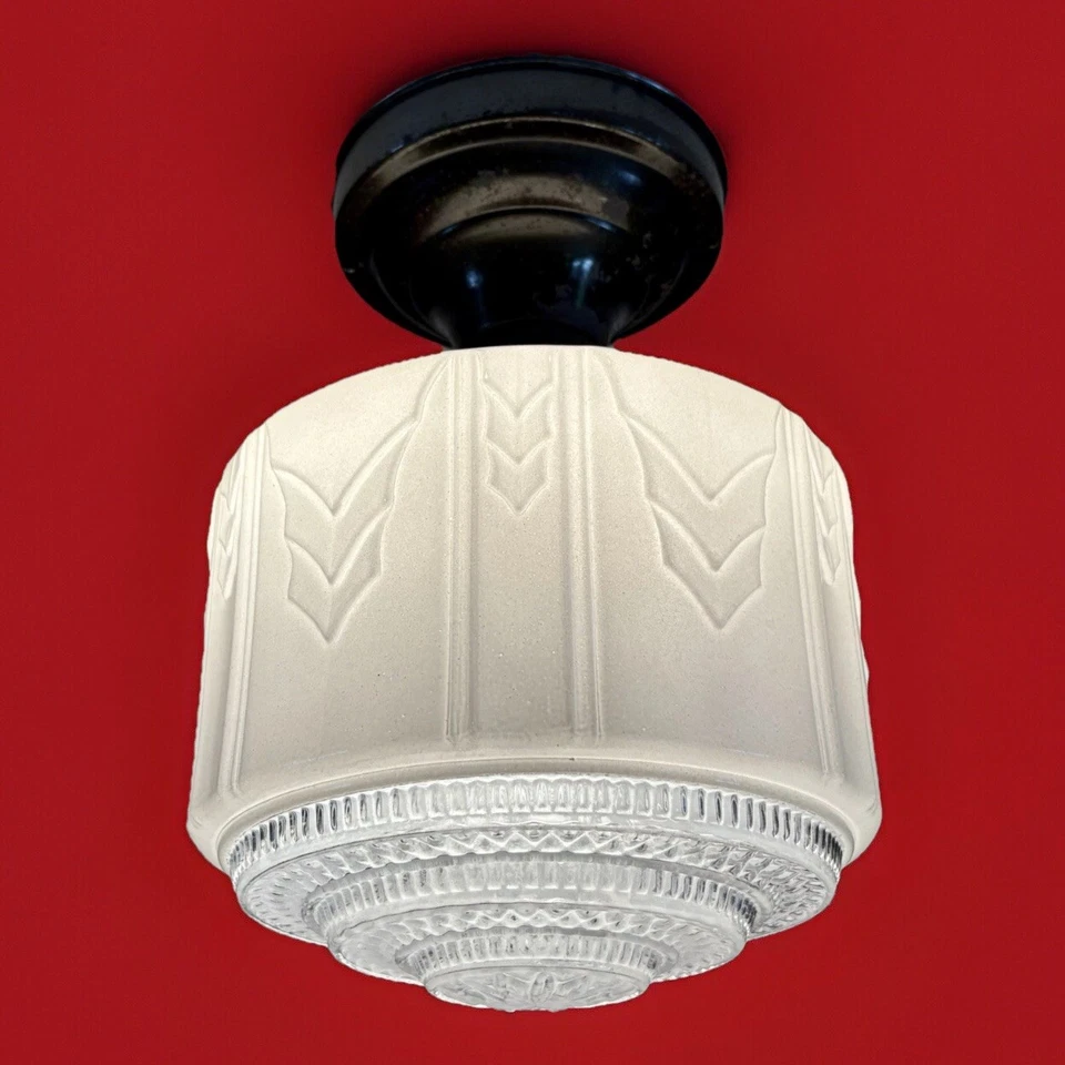 Lámpara de techo antigua original Art Deco Nouveau Gatsby años 20 1930 de colección Foto 2 de 4