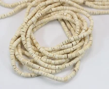 5 Strands of 22" Natural White  Coconut Heishi Beads 4mm Jewelry Making