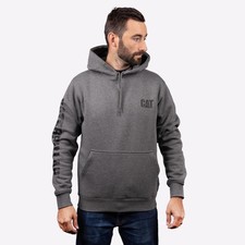Image of Caterpillar Trademark Banner Mens Classic Fashion Casual Hoodie Sweatshirt Grey