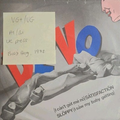 Devo (I Can't Get Me No) Satisfaction Vinyl Record VG+/VG Stiff BOY 1 1978