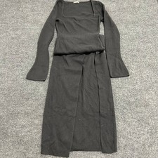 House of CB Maxi Dress Womens Size S Black Wool Cashmere Ribbed Knit Square Neck