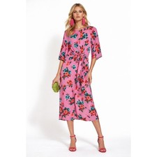 ESSENTIEL ANTWERP Vayen Draped Detail Silk Midi Dress In Polka Pink Size 4