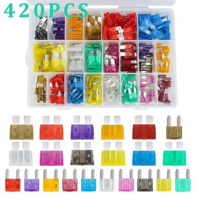 #ad 420Pcs 12V Auto Blade Fuse Assortment Kit Set Car Truck Motorcycle RV Boat Fuses $9.99