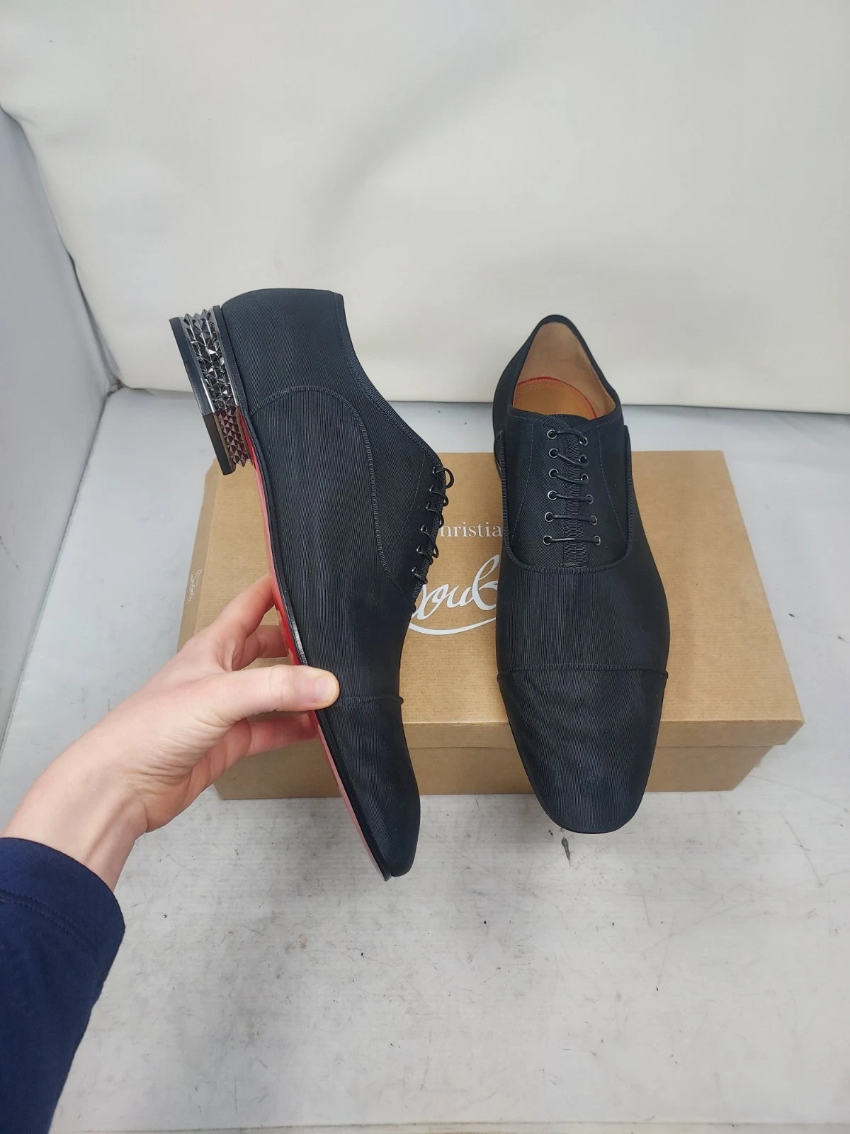 Christian Louboutin — Christian Louboutin EU 46.5 US 13.5 NEW MENS Black Greggyrocks Spike Oxford Shoe