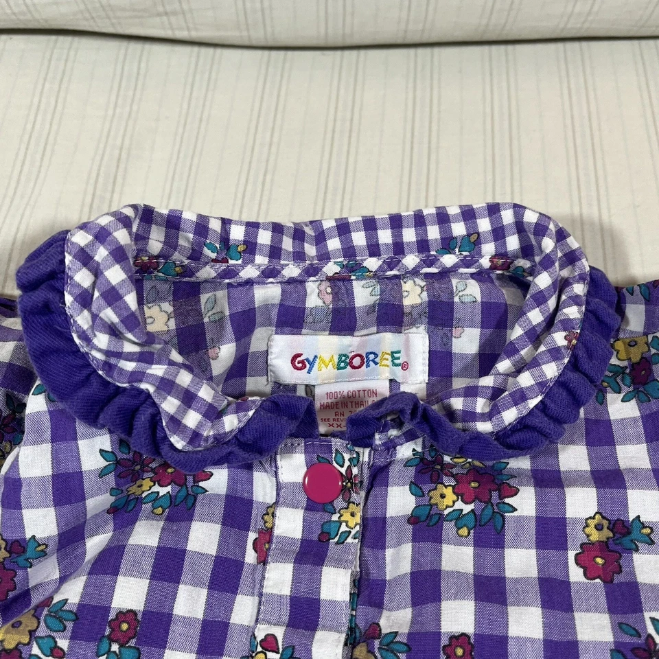 Vintage Gymboree Purple Gingham & Floral Dress Size XXL Rainbow Tag 90s I1 - Image 4 of 4