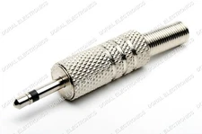 10 pcs 2.5mm 3/32" Male MONO PLUG Metal with STRAIN RELIEF Silver Solder Type