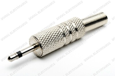 10 pcs 2.5mm 3/32'' Male MONO PLUG Metal with STRAIN RELIEF Silver Solder Type
