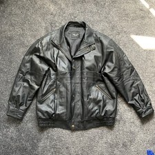Vintage Milan leather mens black biker zip popper jacket L-XL