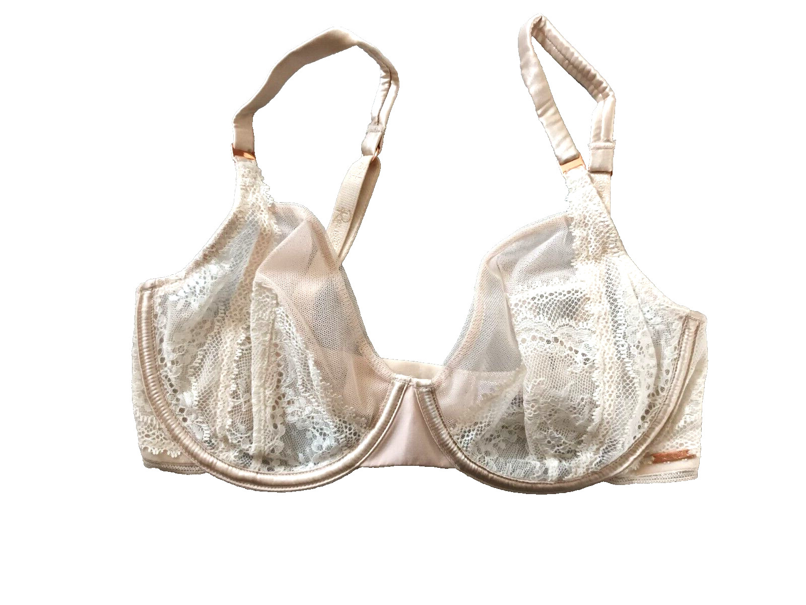 Rosie For Autograph 30D Alabaster U/W  Semi-Sheer Lace Silk Mix Plunge Bra