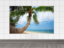 Fliesenaufkleber Bad Fliesenbild Küche Palme Meerblick Fliesen überkleben