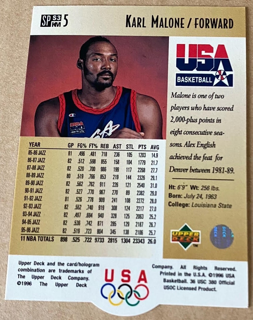 KARL MALONE HOF 1996 UPPER DECK SP USA BASKETBALL Card #SPs3-5 NM