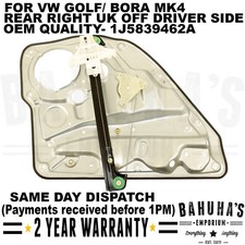 VW Golf Mk4 / Bora Rear Right Window Regulator & Panel Electric 1997-2006 Driver