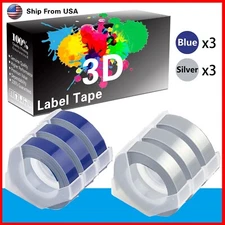 (3Blue+3Silver) LabelTape For Dymo S0720020 1540 Dymo 814580 Label Makers