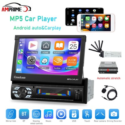 7'' 1DIN Flip Out Autoradio Apple Carplay GPS Navi FM USB Bluetooth MP5 Player