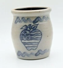 Rowe Pottery Patriotic Flag Apple RJ 1991 Salt Glazed Crock