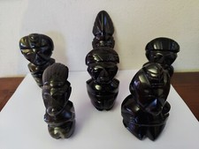 N.6 Statuine Figure AZTECHE AZTECA in Ossidiana Sculture Messico ONICE