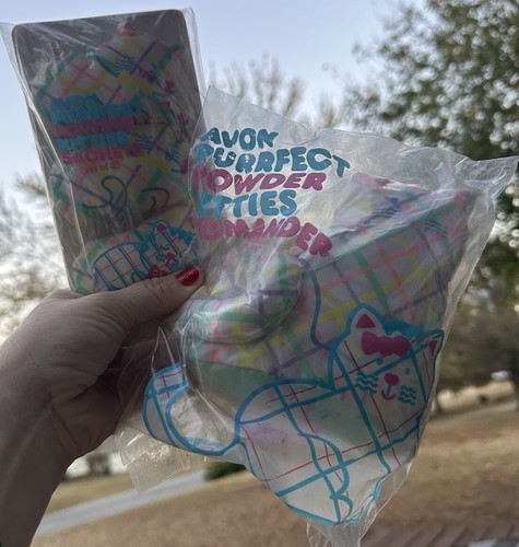 Vtg 90s Avon Purrfect Powder Kitties Mom & Babies Pastel Plush Sachets