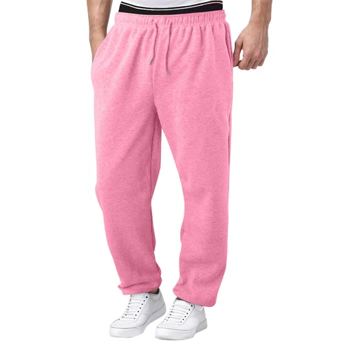 Herren Fleece gefütterte Jogginghose weites gerades Bein Hose unten Sweatpants Jogger - Bild 24 von 54