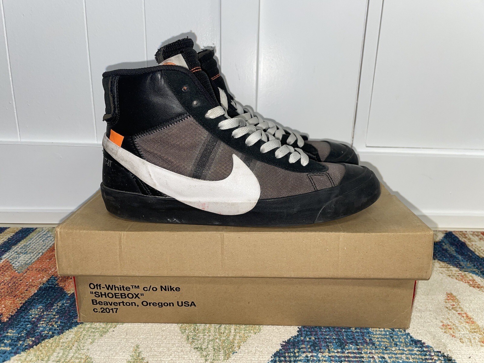 OFF WHITE X NIKE Taglia 7 5 Blazer Nike Mid x OFF WHITE 'Grim Reapers' 2018 100% autentico
