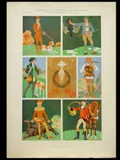 HUNTERS - 1913 PRINT - ART NOUVEAU, ZEBISCH